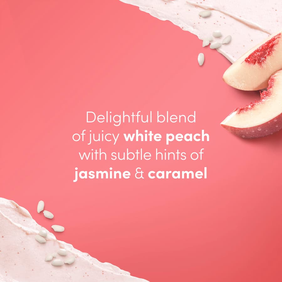 Dove White Peach Crushed Rice Body Scrub Exfoliates and Deeply Nourishes for