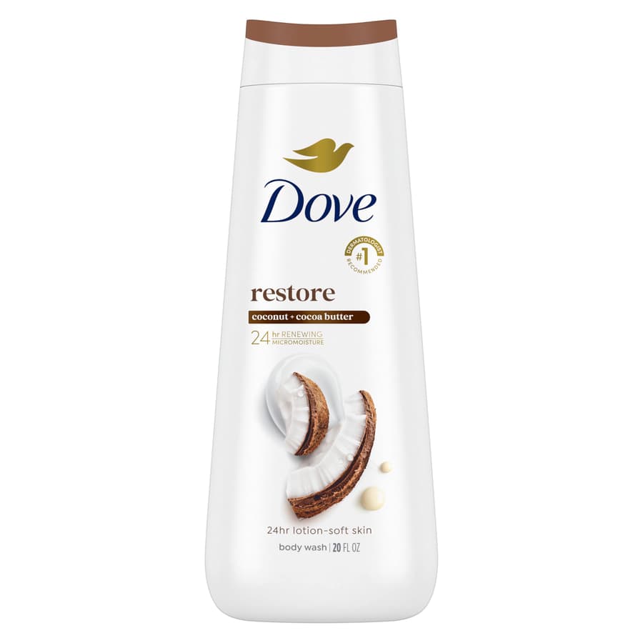 Dove Body Wash Restore Coconut Cocoa Butter for 24hr Lotion Soft Skin