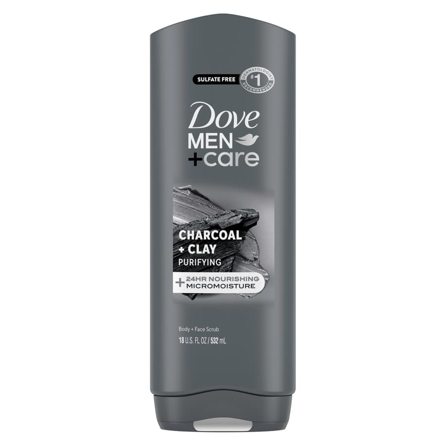 Dove Men + Care Body and Face Wash Purifying Charcoal + Clay Body Wash With 24