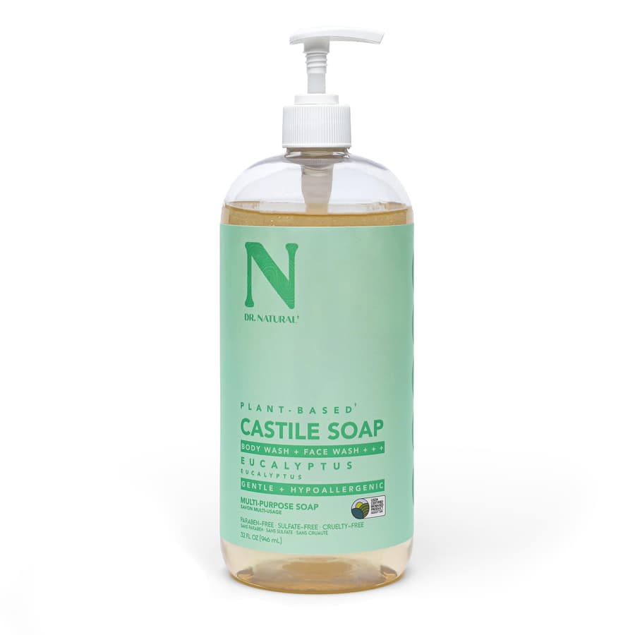 Dr. Natural Castile Liquid Soap Multi Use Body Wash Shampoo and Face Wash