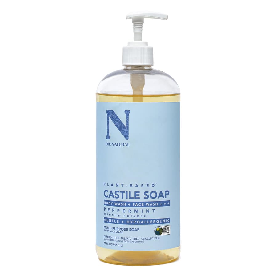 Dr. Natural Castile Liquid Soap Peppermint Plant Based Made With Organic Shea