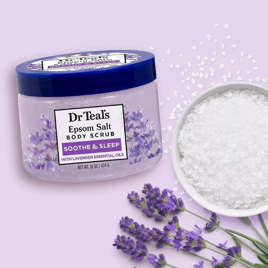 Dr Teal's Pure Epsom Salt Body Scrub Soothe Sleep With Lavender Essential Oils