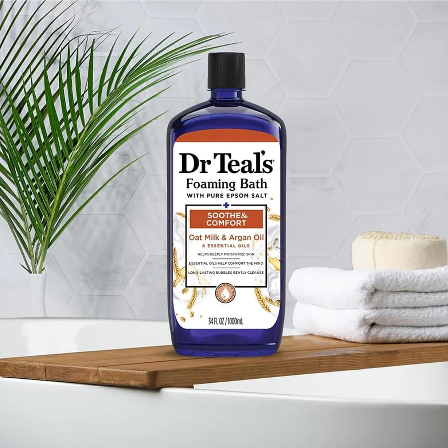Dr Teal's Foaming Bath With Pure Epsom Salt Soothe Comfort With Oat Milk Argan