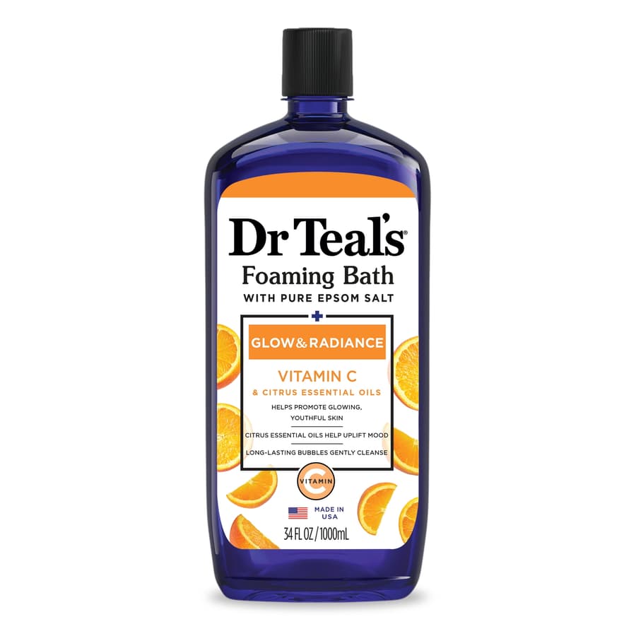 Dr Teal's Glow Radiance Foaming Bath With Vitamin C Citrus Essential Oils 34 Fl