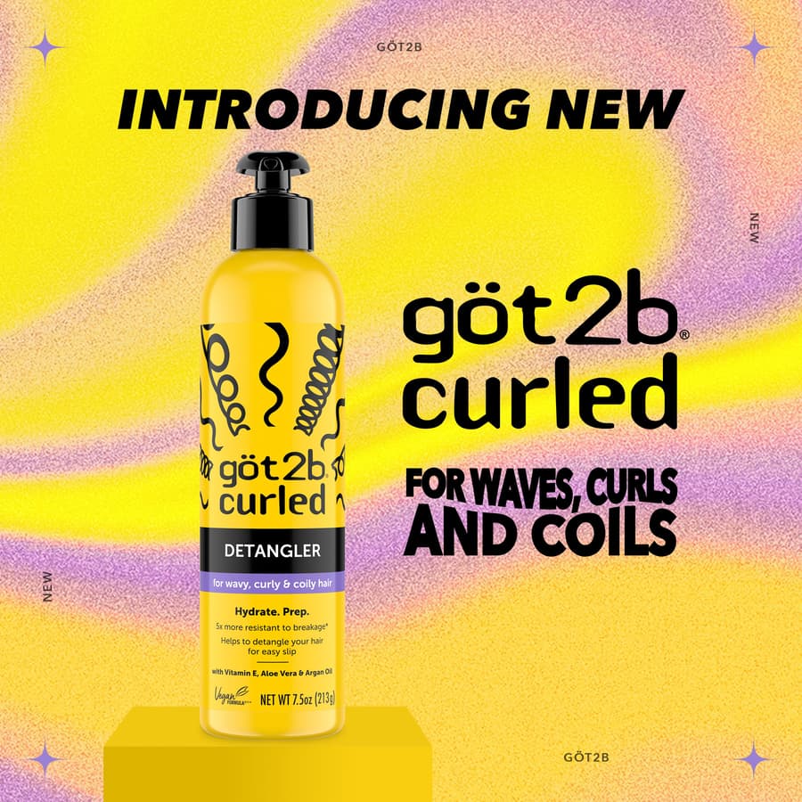 Got2b Curled Detangler for All Curl Types Wavy Curly Coily Hair Helps To