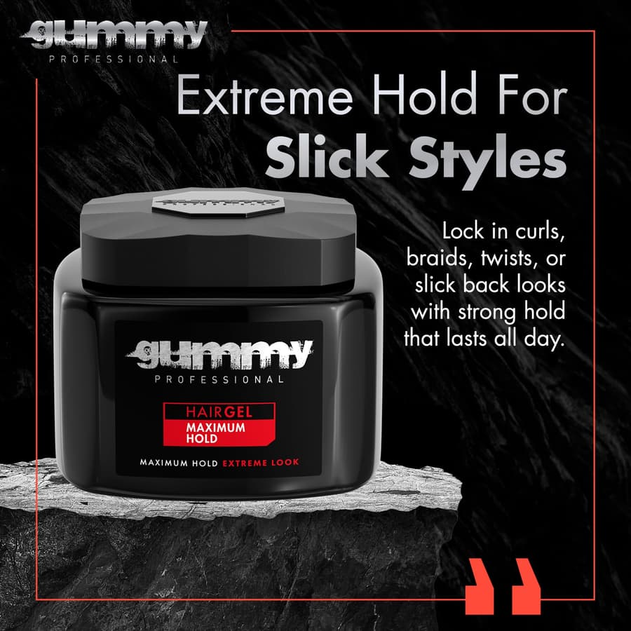 Gummy Professional Hair Gel and Women Strong Hold Styling Gel for Slick Back