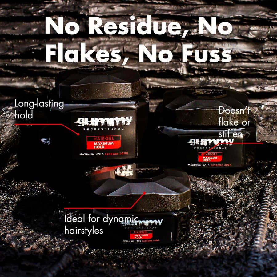 Gummy Professional Hair Gel and Women Strong Hold Styling Gel for Slick Back