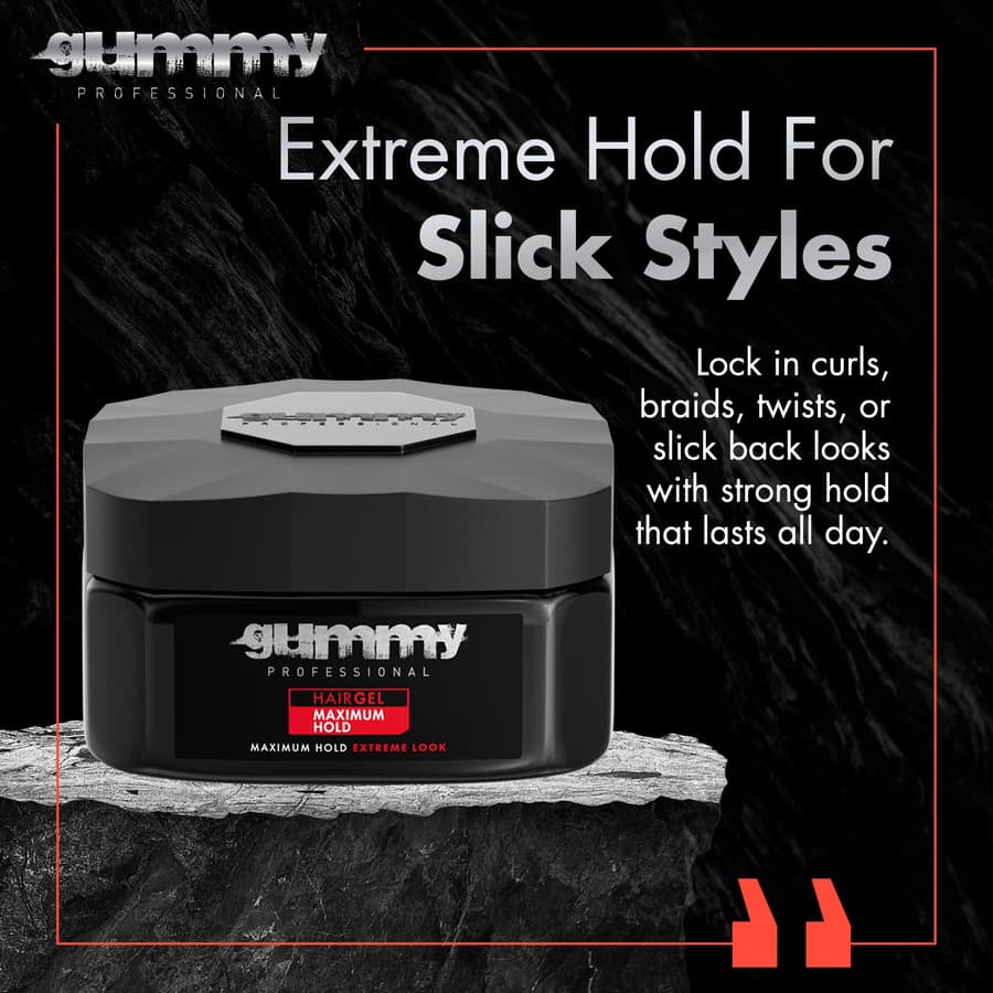 Gummy Professional Hair Gel and Women Strong Hold Styling Gel for Slick Back