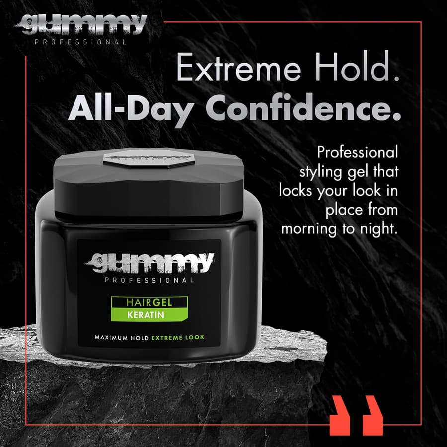Gummy Professional Hair Gel Maximum Hold With Keratin Extreme Styling for Slick