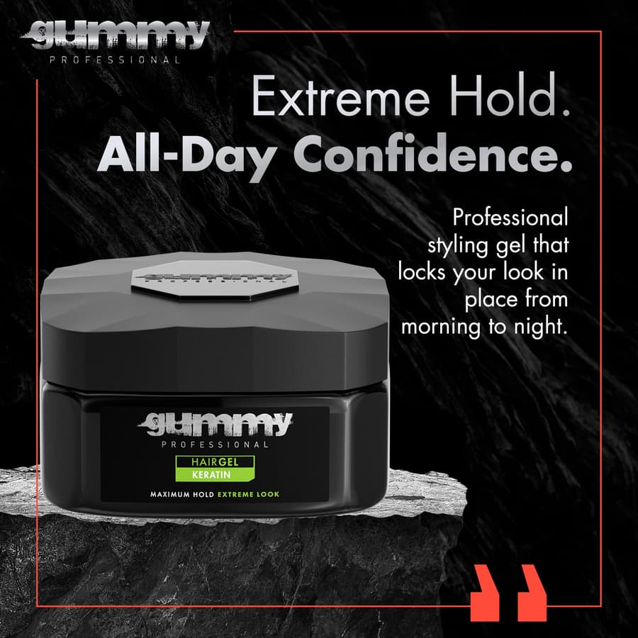 Gummy Professional Hair Gel Extreme Hold Keratin Infused Styling Gel Men Long