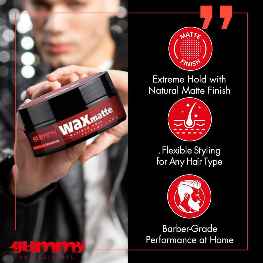 Gummy Professional Hair Wax With Keratin Matte Finish High Hold Men’s Wax