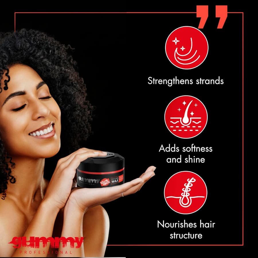 Gummy Professional Hair Wax Ultra Hold Styling Pomade for Dry Damp Hair Water