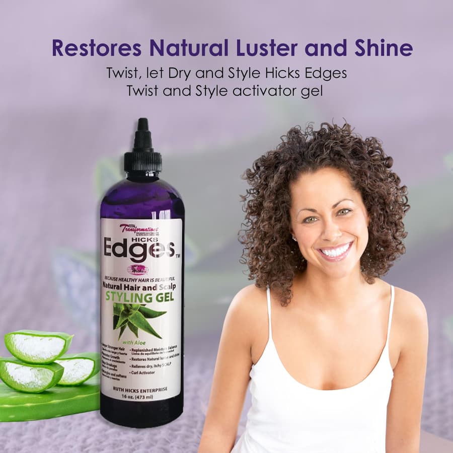 Hicks Edges Curl Activator Definer Twist Dry and Release Styling Gel With Aloe