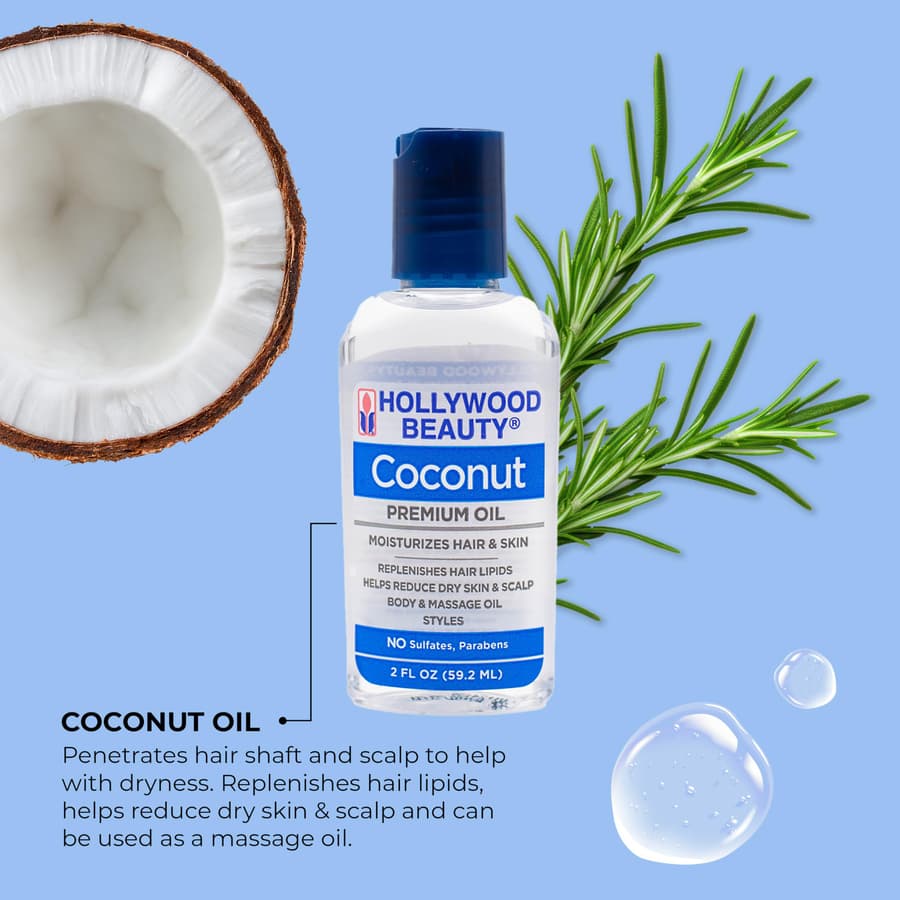 Hollywood Beauty Coconut Hair Oil Moisturizes Hair Skin Replenishes Hair Lipids