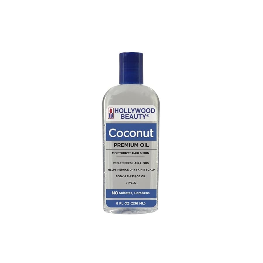 Hollywood Beauty Coconut Hair Oil Bottle Moisturizes Hair Skin Replenishes