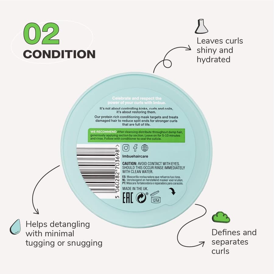 Imbue Curl Hair Conditioner Protein Rich Repairing Vegan Suitable for 3a 4c