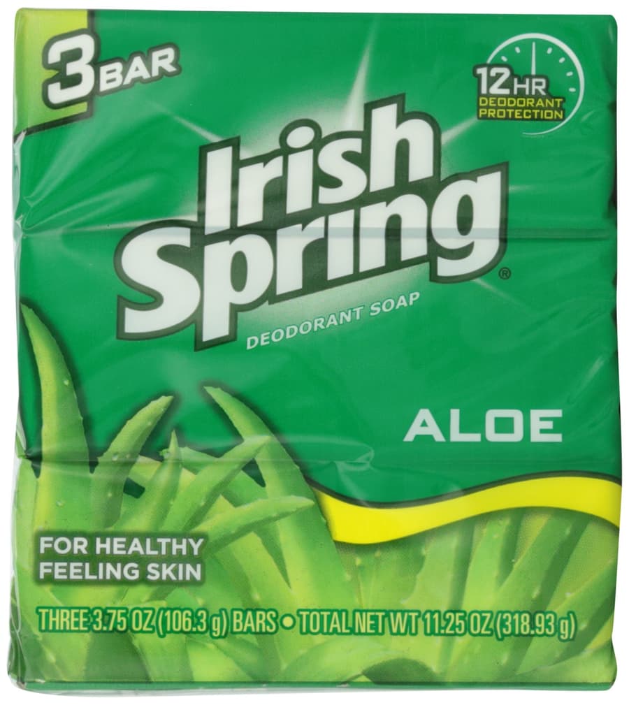 Irish Spring Deodorant Bath Bar Aloe 3 Count 3.75 oz