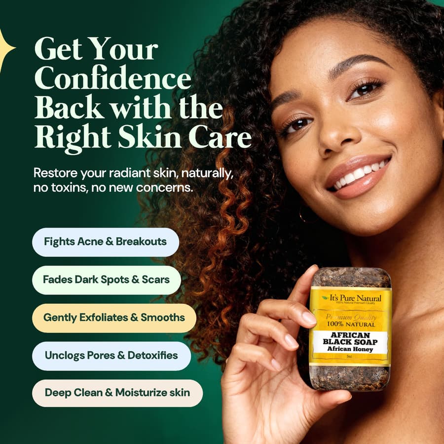 It's Pure Natural African Black Soap Bars With African Honey Organic Raw Soap