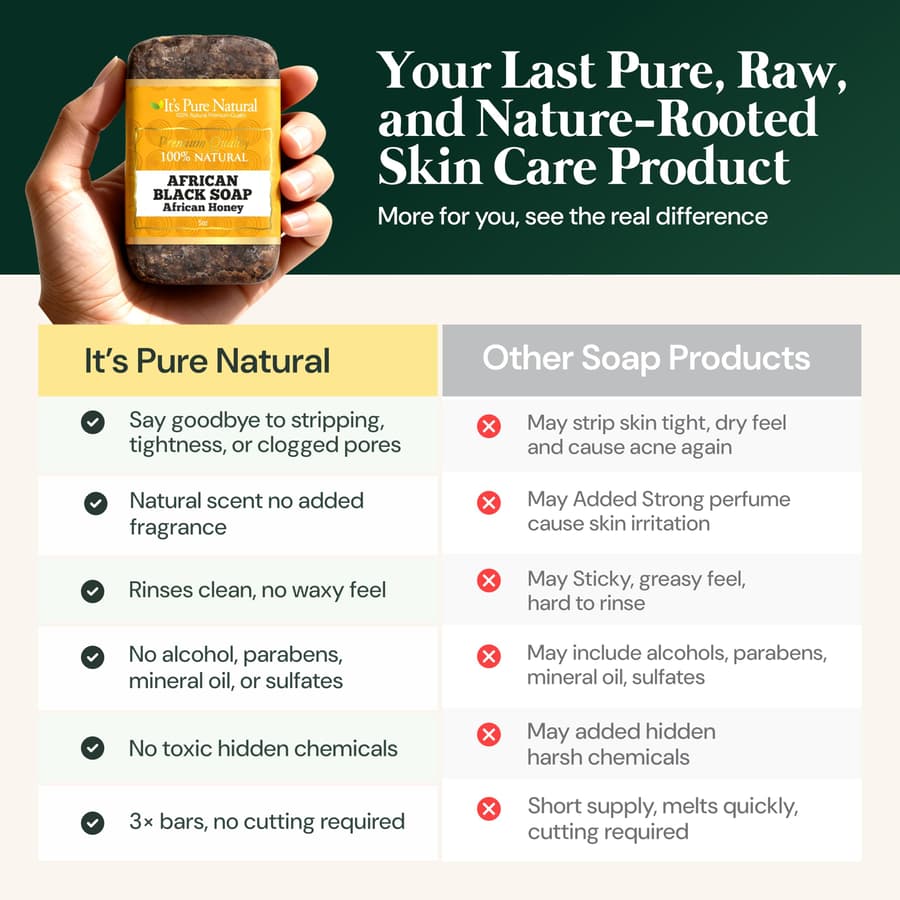It's Pure Natural African Black Soap Bars With African Honey Organic Raw Soap