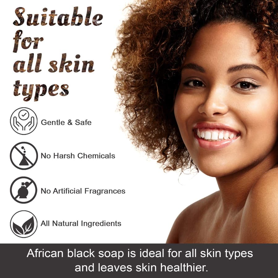 It's Pure Natural African Black Soap Bars Original Organic Raw Soap for Face
