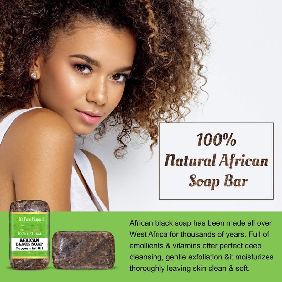 It's Pure Natural African Black Soap Bars With Peppermint Oil Organic Raw Soap