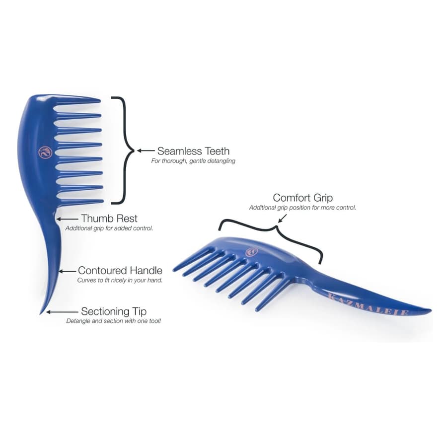Kazmaleje Wide Tooth Hair Comb for Detangling Curly Coily Kinky Hair | Reduces