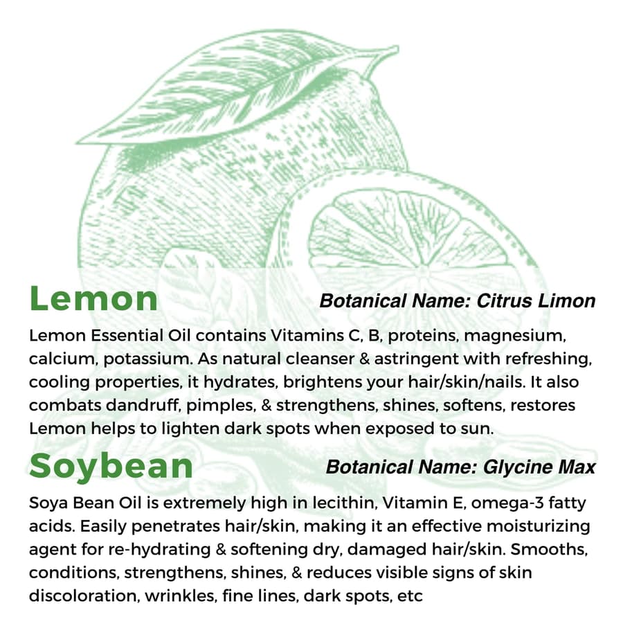 Multiuse Lemon + Soybean Oil Medley for Face Body and Hair Natural Soya Bean