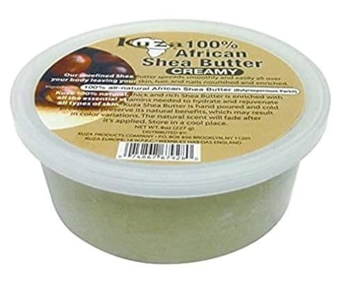 Kuza 100% African Shea Butter Creamy White for Skin Hair and Nails 8 oz
