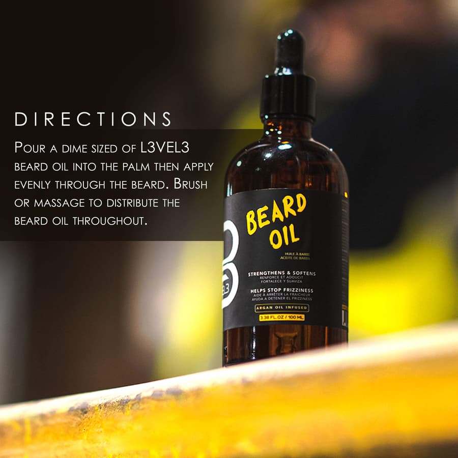 L3 Level 3 Beard Oil Promotes Fast Beard Growth Soften and Restores Facial Hair