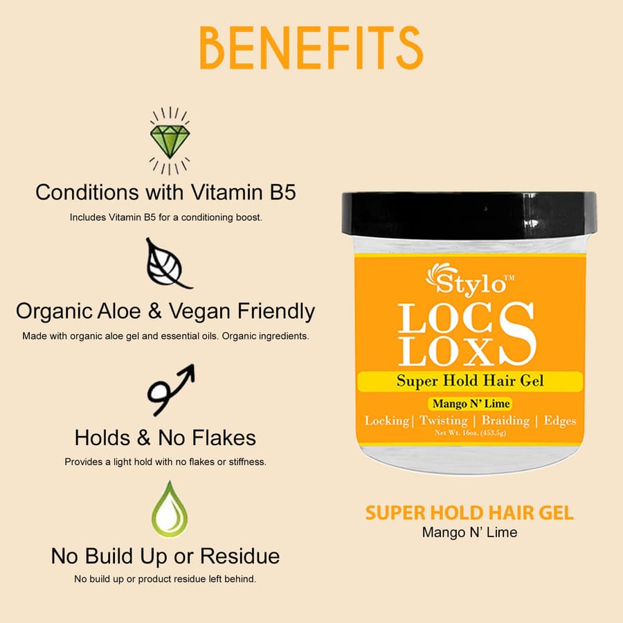 J.amila Stylo Locs Loxs Super Hold Hair Gel Mango N' Lime Infused Styling Gel