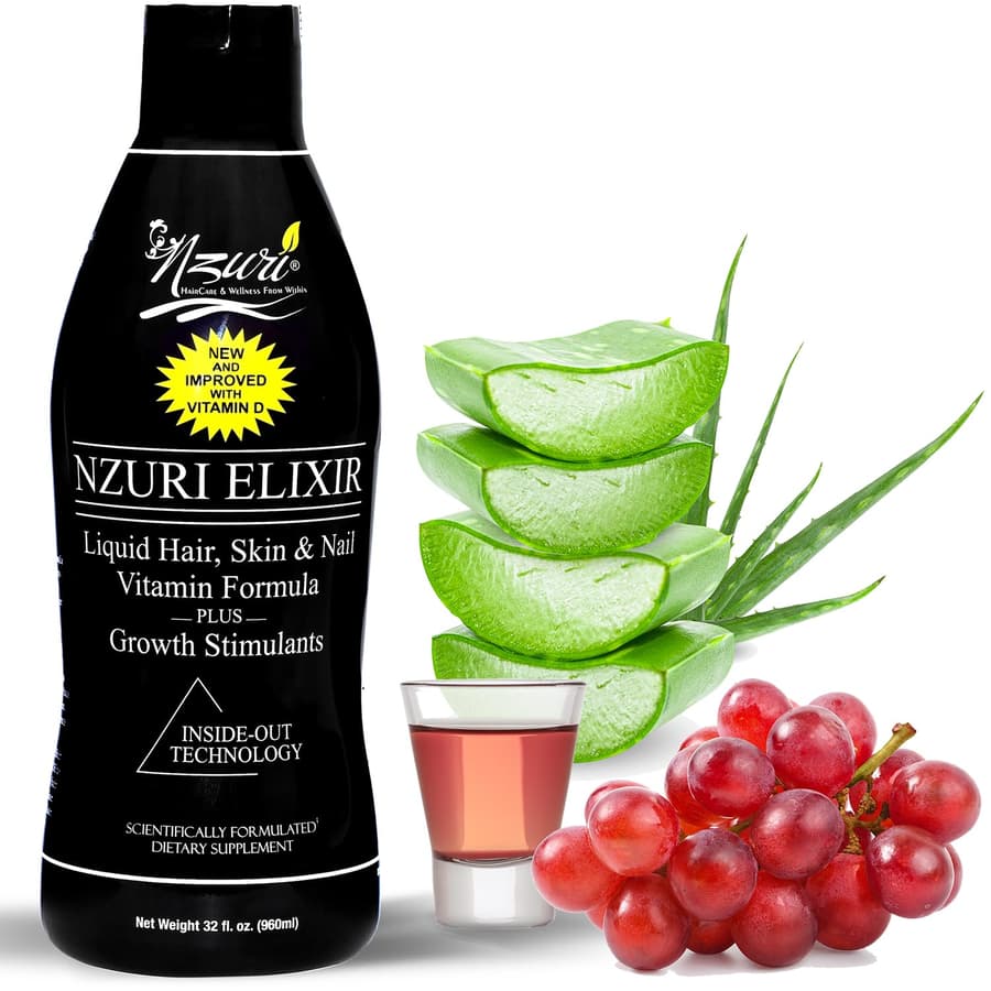 Nzuri Elixir Hair Skin and Nails Vitamins and Men With Biotin Folate and