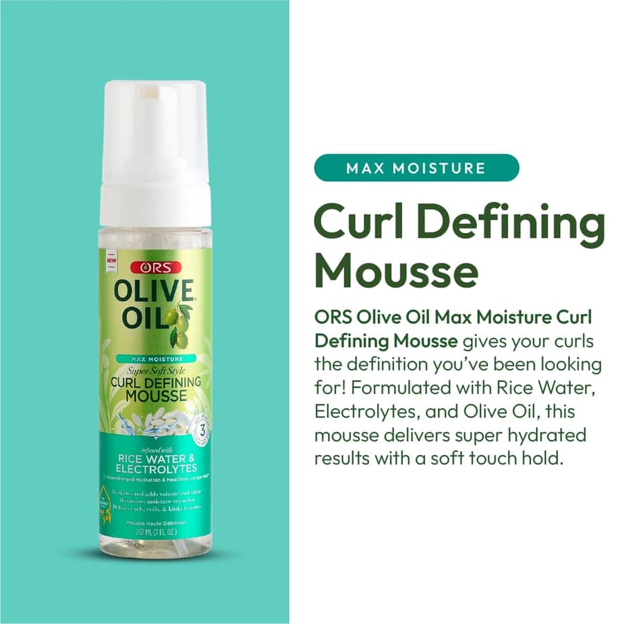 Olive Oil Max Moisture Super Soft Style Curl Defining Mousse Infused With Rice