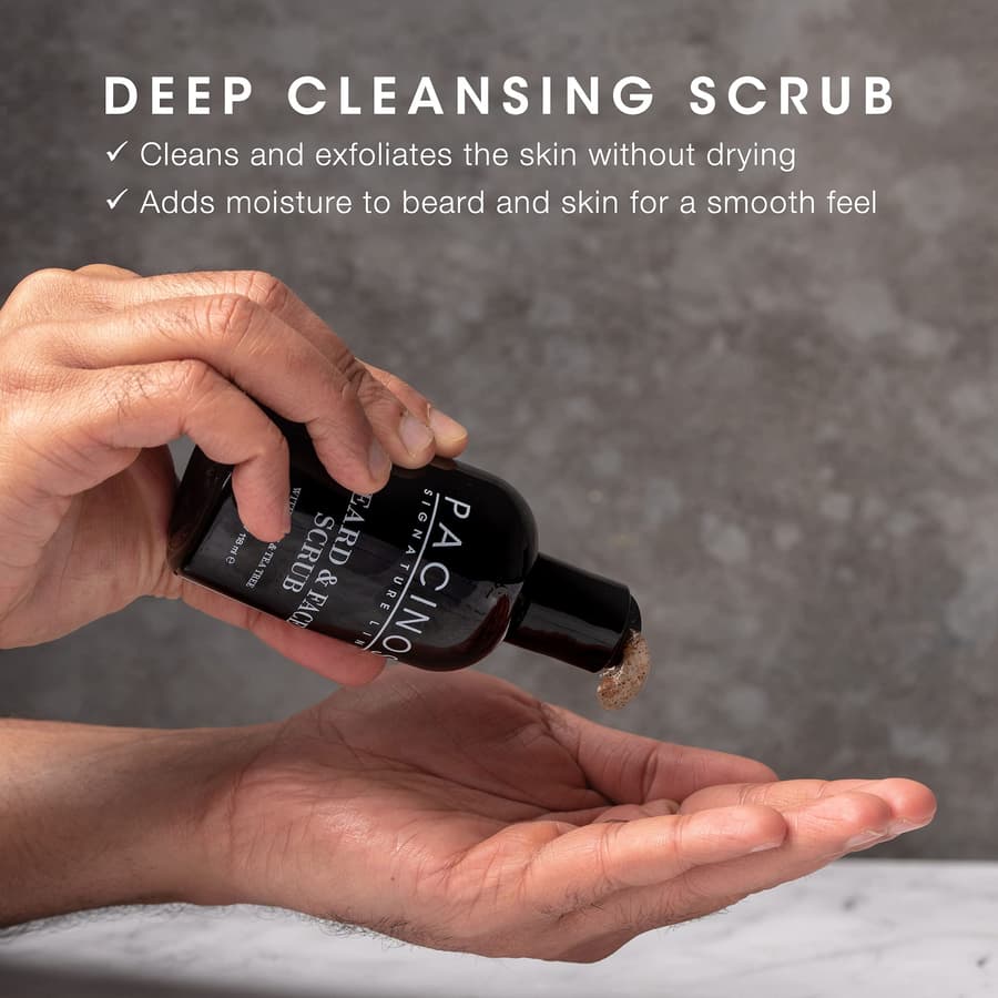 Pacinos Shave System Beard and Face Scrub Skin Care Best Organic Natural