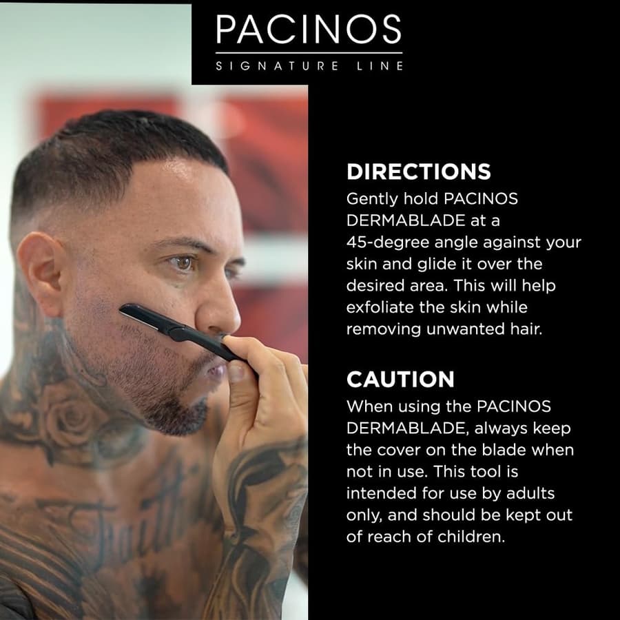 Pacinos Derma Blades Precision Straight Razor Beard Care Exfoliation Tool With
