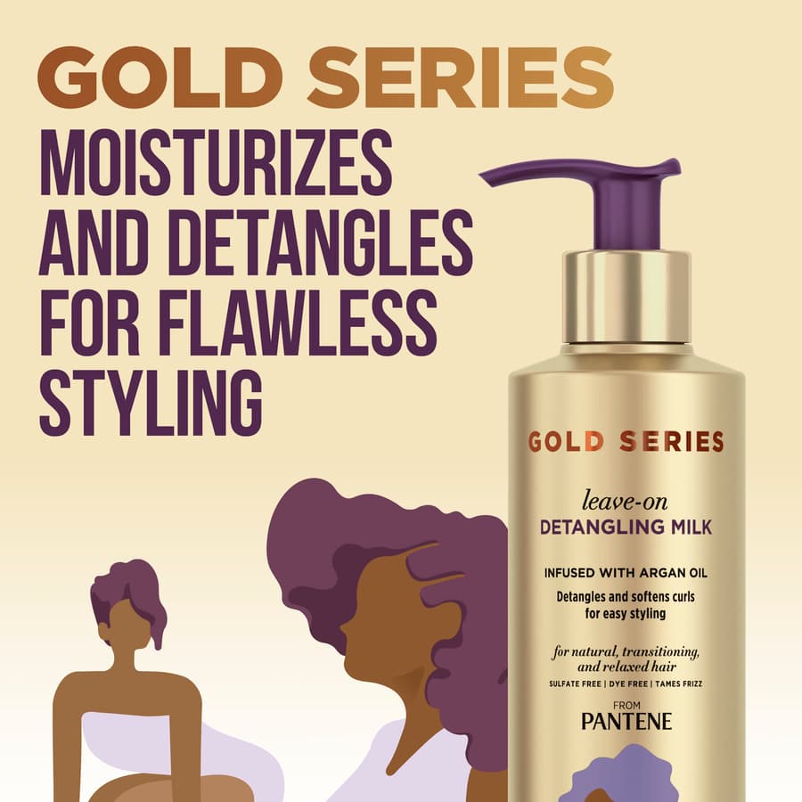 Pantene Gold Series Detangling Milk Hair Treatment for Curly Hair Natural and