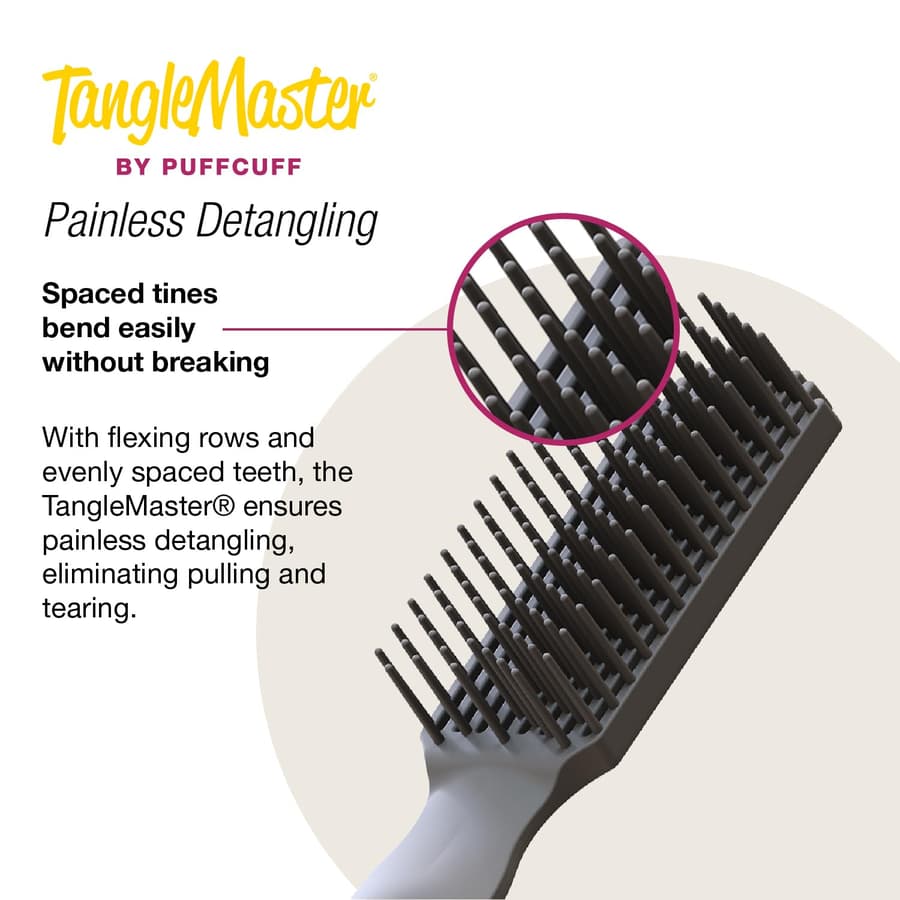 Puffcuff Tanglemaster | Detangling Hair Brush for Curly Hair | Painless Damage