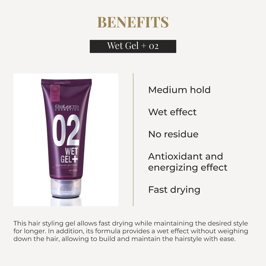 Salerm Hair Styling Gel Pro Line Wet Gel + 02 Medium Hold Wet Effect With