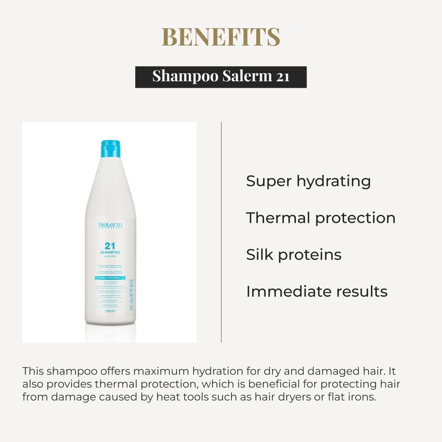 Salerm Hydrating Shampoo 21 Silk Protein for Dry and Damaged Hair With Silk