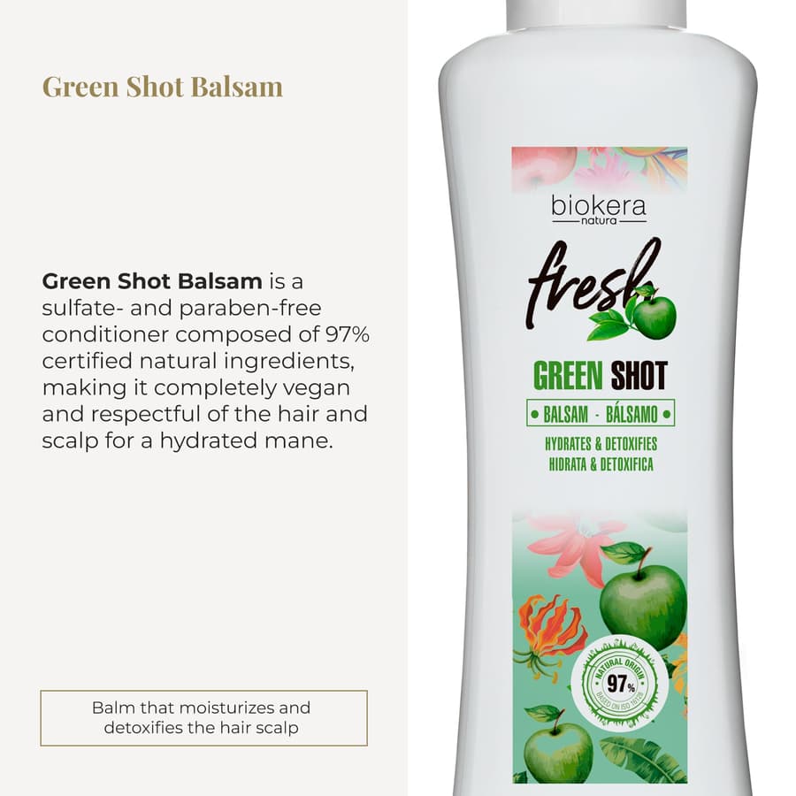 Salerm Hair Conditioner Green Shot Balm Biokera Fresh With Apple Green Tea Mint