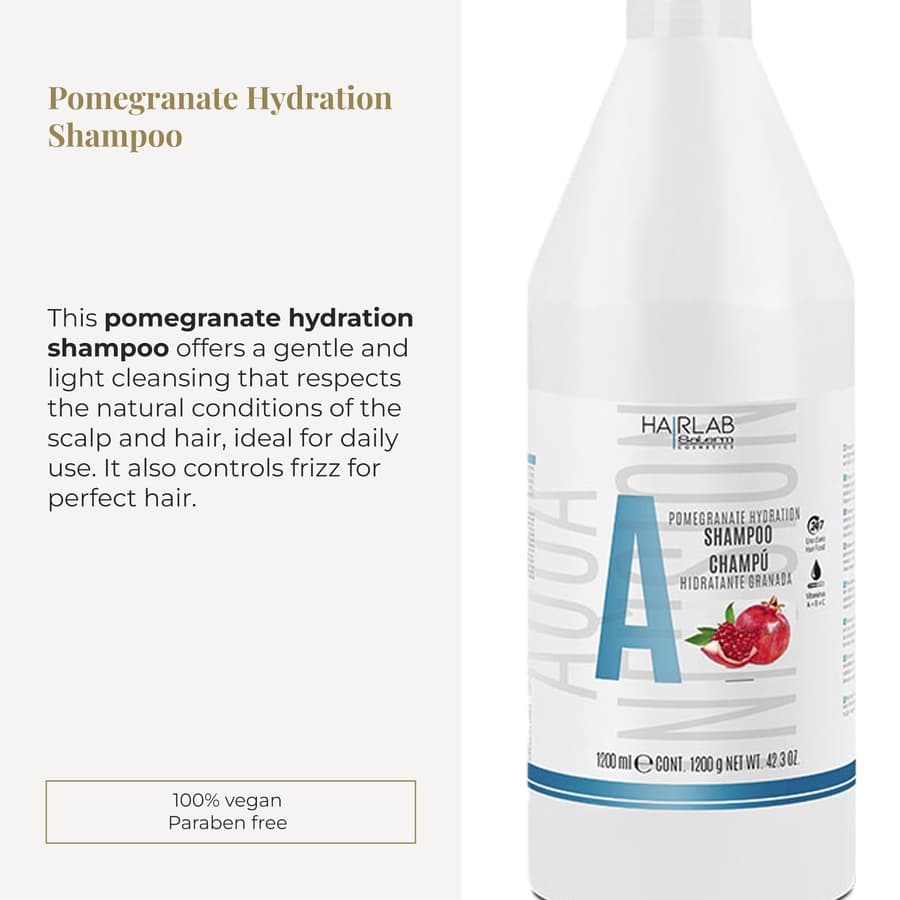 Salerm Hydrating Shampoo Hair Lab Pomegranate Gentle Cleanser Suitable for