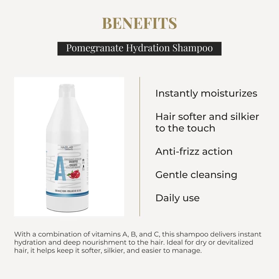 Salerm Hydrating Shampoo Hair Lab Pomegranate Gentle Cleanser Suitable for