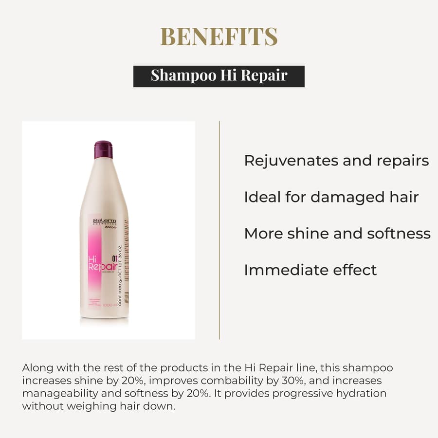 Salerm Repairing Shampoo Hi Repair Shampoo Deep Hydration for Damaged Hair