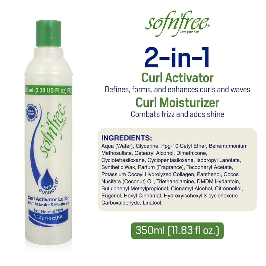 Sof N' Free Moisturizer Curl Activator for Natural Hair Soft Curls and Waves