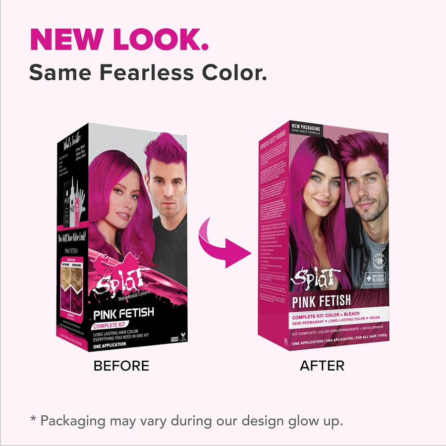 Splat Pink Fetish Semi Permanent Hair Dye Kit With Bleach 1 Application