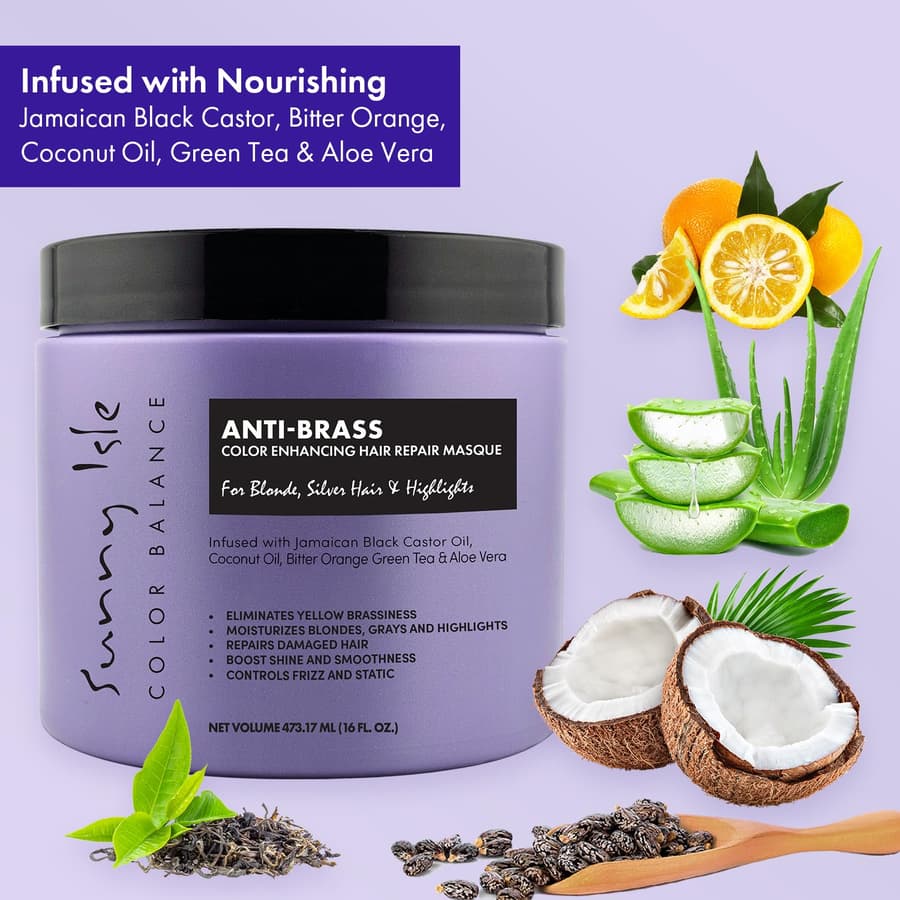 Sunny Isle Anti Brass Color Enhancing Purple Hair Repair Masque | Neutralizes