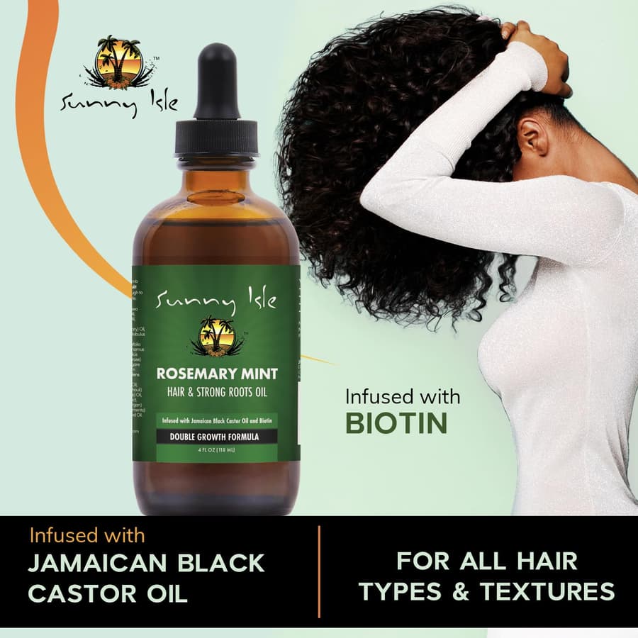 Sunny Isle Rosemary Mint Hair and Strong Roots Oil | Infused With Biotin