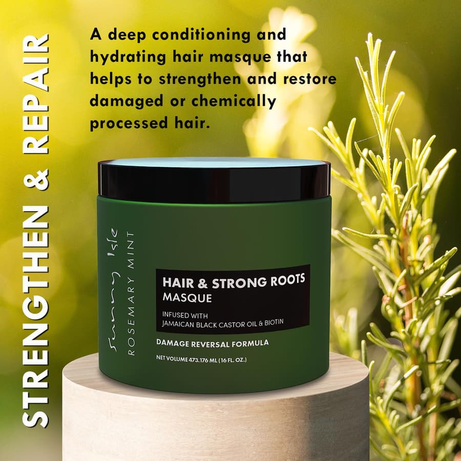 Sunny Isle Rosemary Mint Hair and Strong Roots Masque | Infused With Biotin and