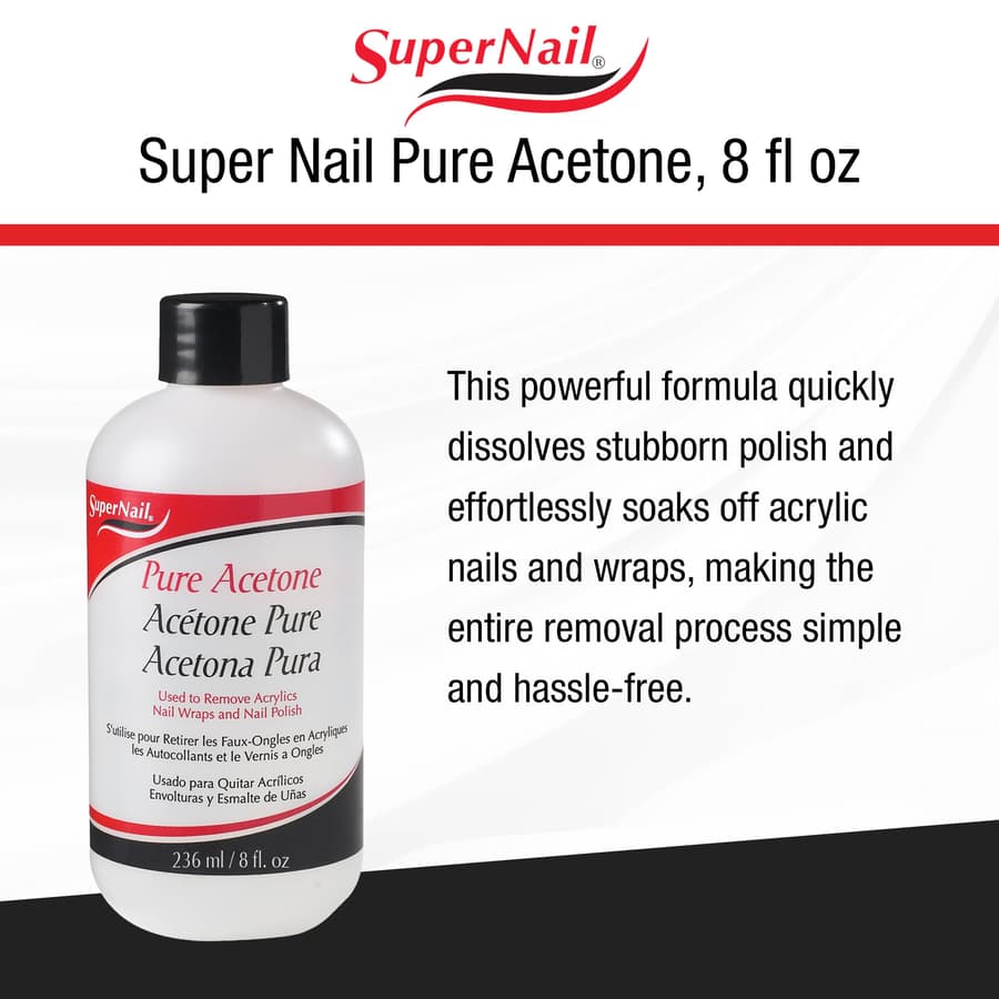 Supernail Pure Acetone Nail Polish Remover Professional Strength for Acrylic