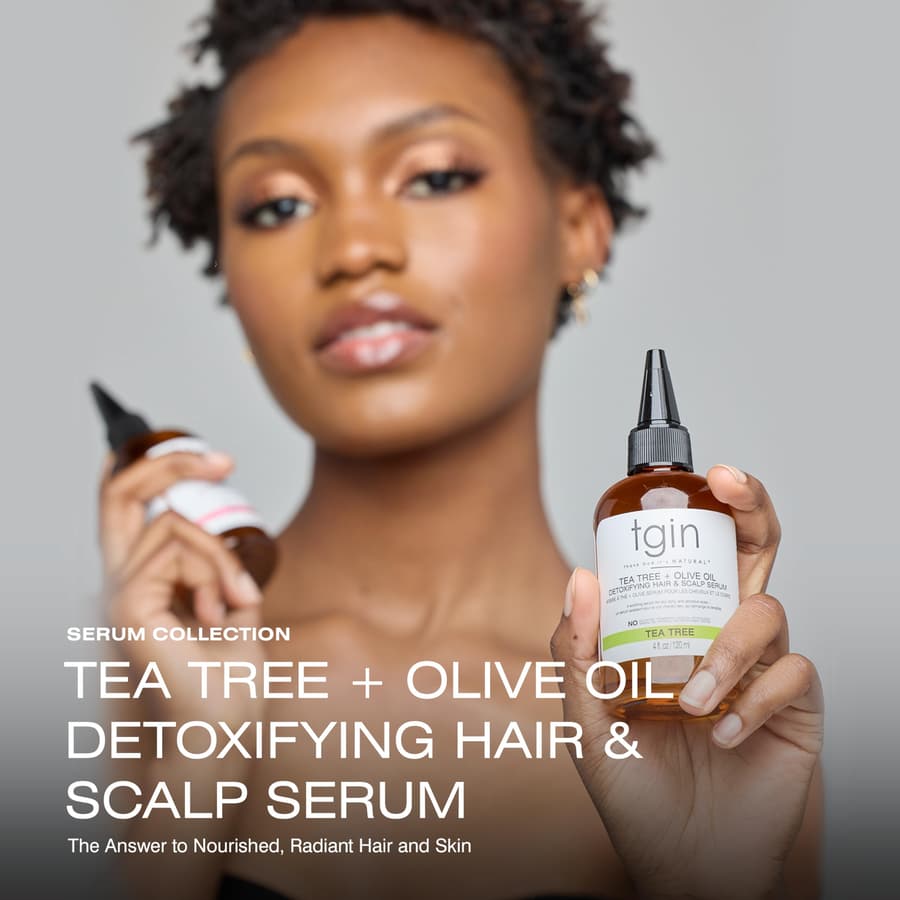 Tgin Tea Tree + Olive Oil Detoxifying Dry Itchy Hair and Scalp Serum Natural