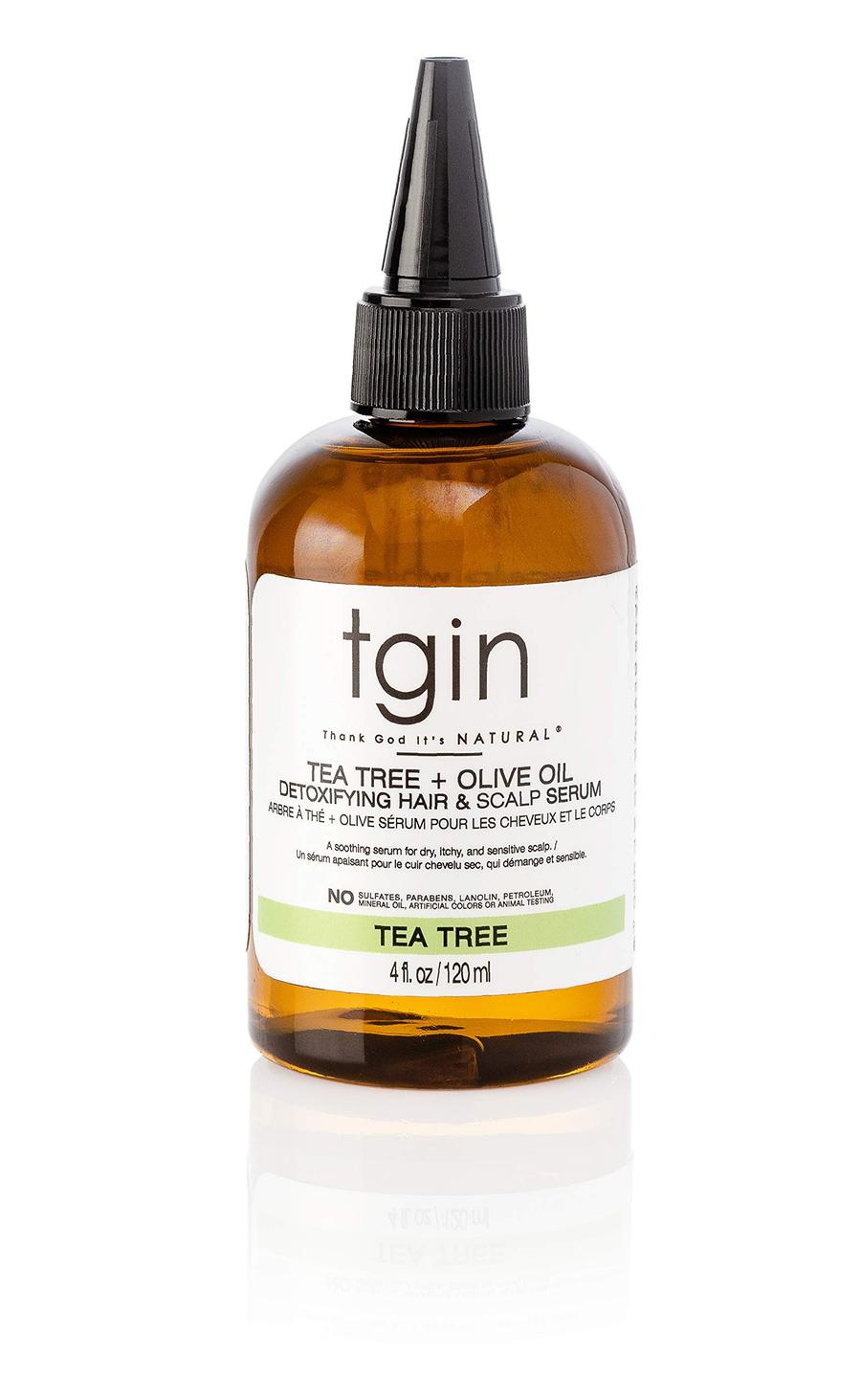 Tgin Tea Tree + Olive Oil Detoxifying Dry Itchy Hair and Scalp Serum Natural